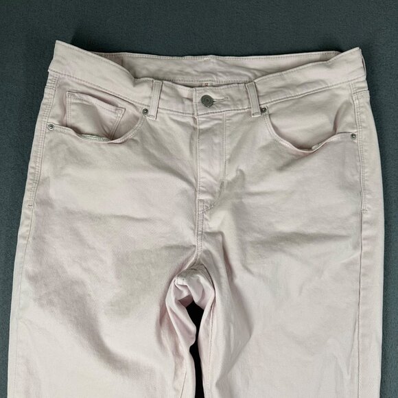 Levis Womens 12/31 Light Pink Mid Rise Cropped Flat Front Pants White Tab - Picture 3 of 14